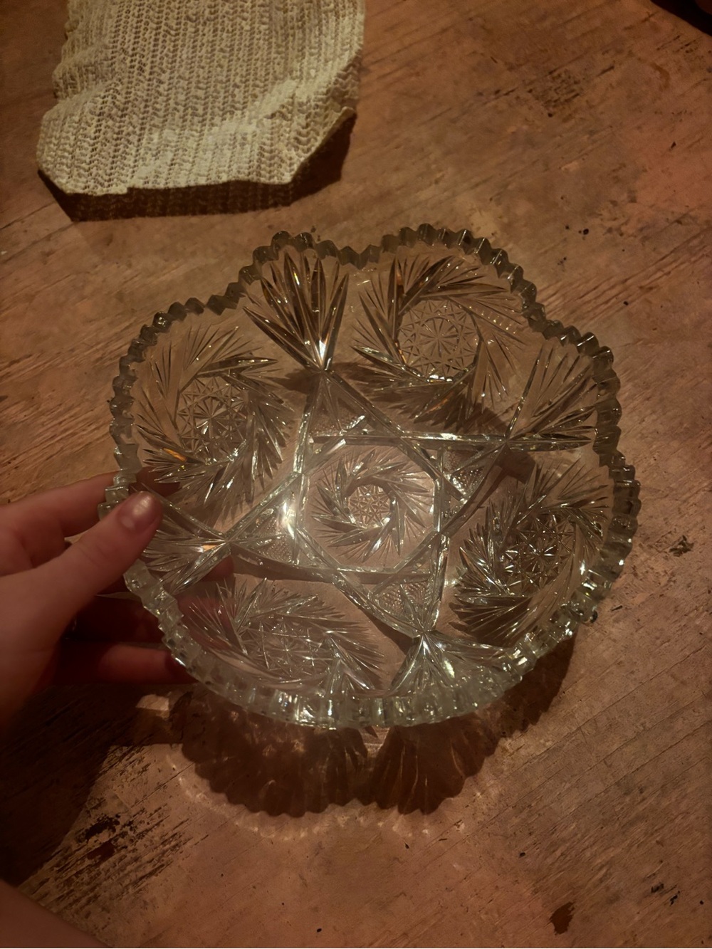 Cut Glass Decorative Serving Bowl - Clear